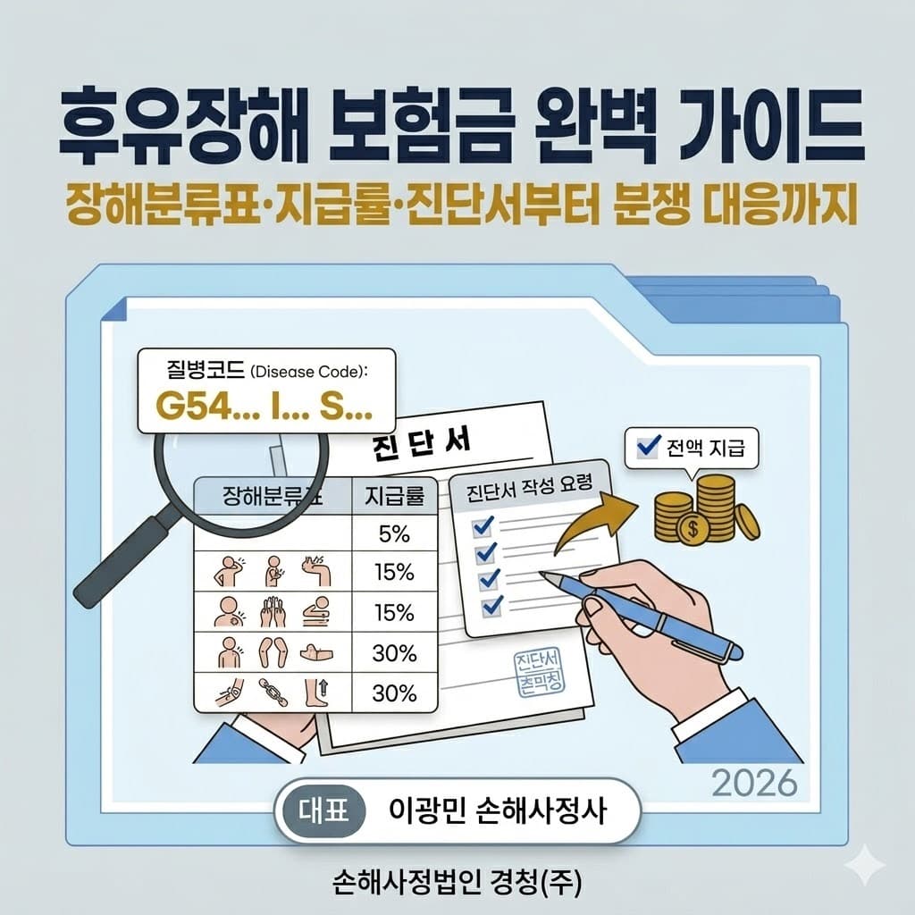 후유장해 보험금 완벽 가이드 — 장해분류표·지급률·진단서부터 분쟁 대응까지 (2026)