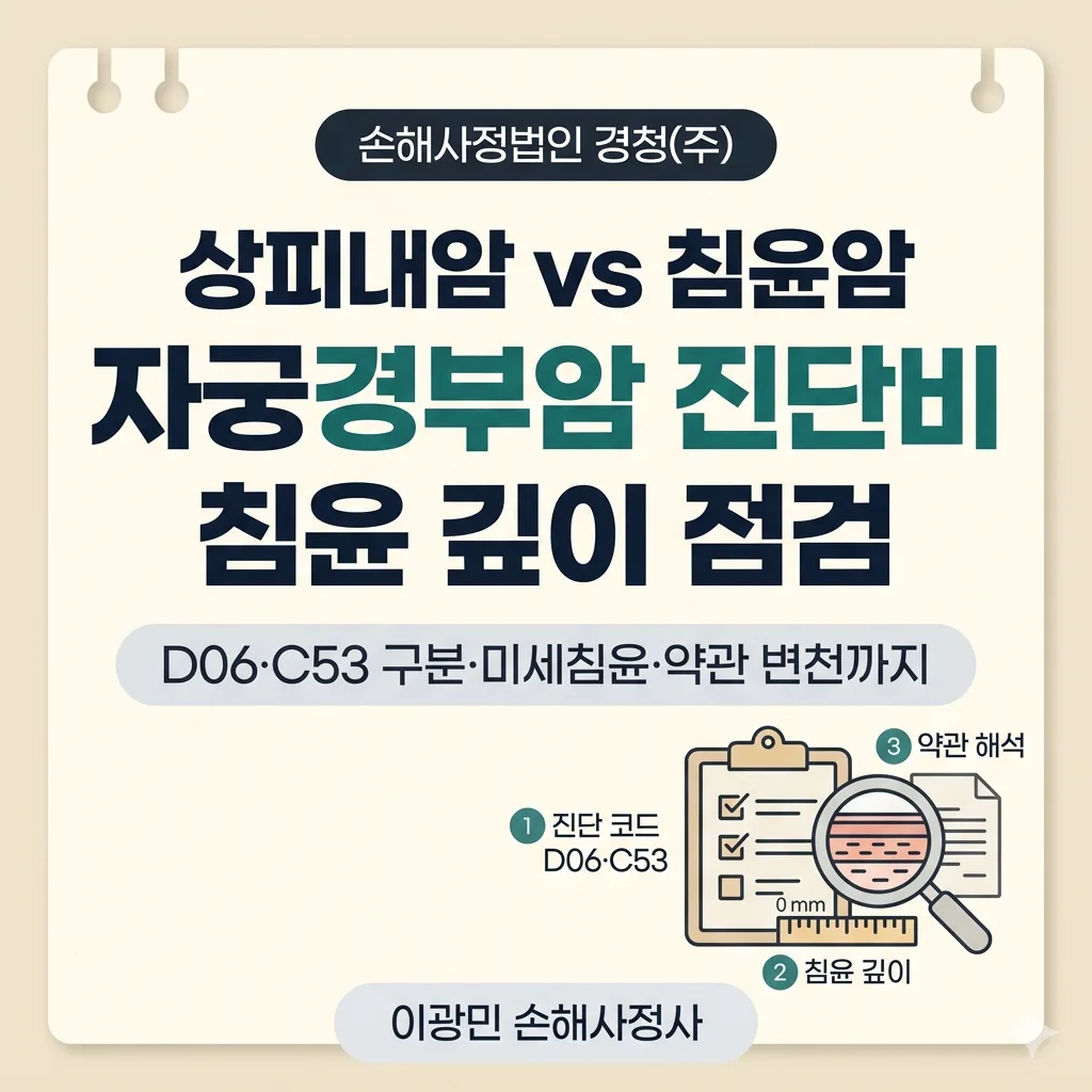 자궁경부암 상피내암(D06) vs 침윤암(C53) 진단비: CIN3·LEEP 입증 전략