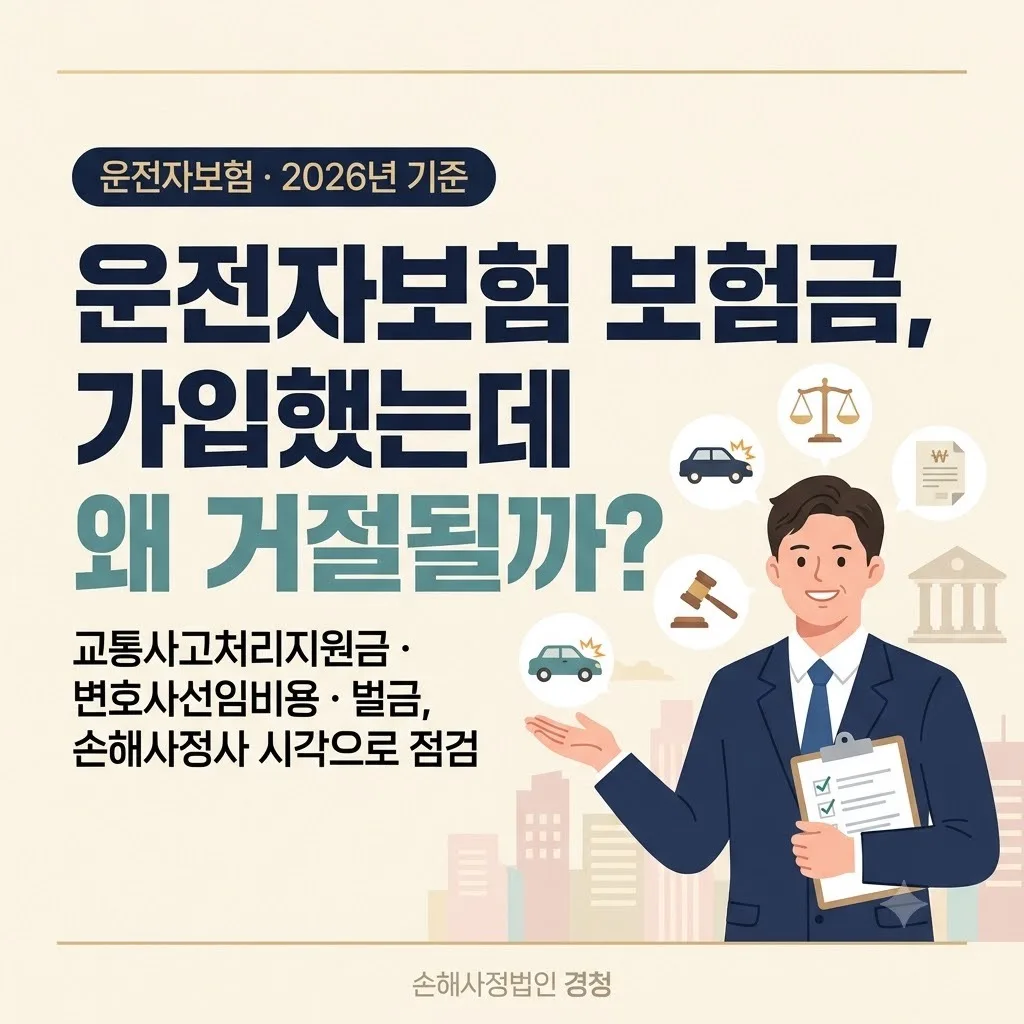 운전자보험 보험금 완벽 가이드 — 교통사고처리지원금·변호사선임비용·벌금 분쟁과 청구 전략 (2026)