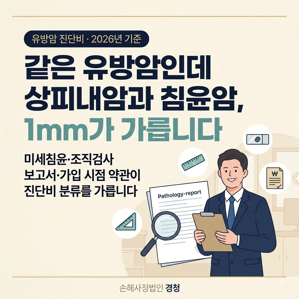 유방암 상피내암(D05) vs 침윤암(C50) 진단비 분쟁: 미세침윤·DCIS 입증 전략